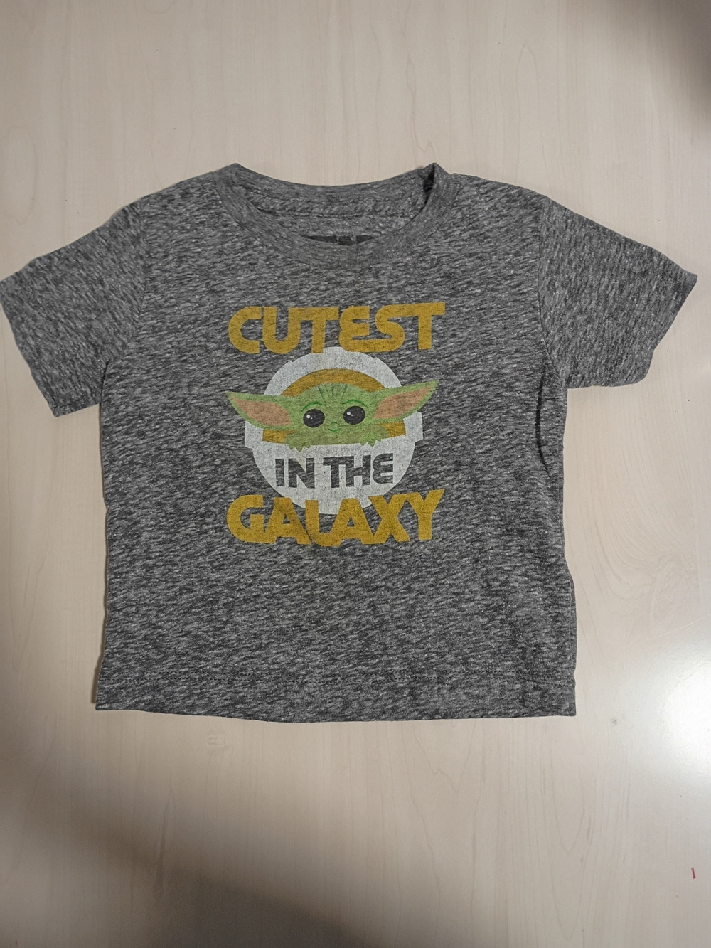 Star Wars Gray Tee with Green Character and Yellow Text Size 12 Mo.
